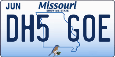 MO license plate DH5G0E