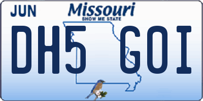 MO license plate DH5G0I