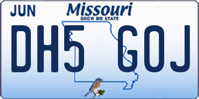 MO license plate DH5G0J