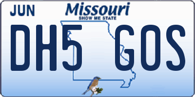 MO license plate DH5G0S