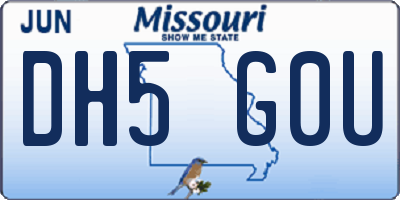 MO license plate DH5G0U