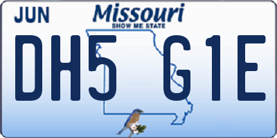 MO license plate DH5G1E
