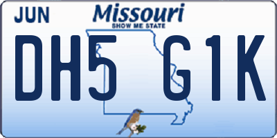 MO license plate DH5G1K