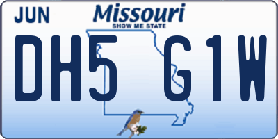 MO license plate DH5G1W