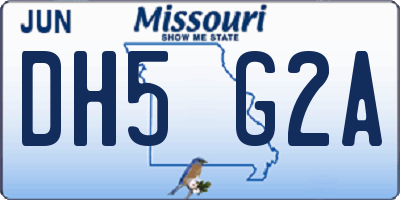 MO license plate DH5G2A