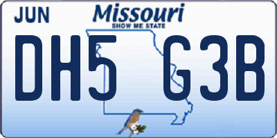 MO license plate DH5G3B