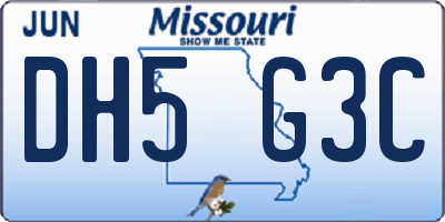 MO license plate DH5G3C