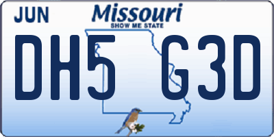 MO license plate DH5G3D