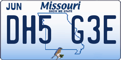 MO license plate DH5G3E