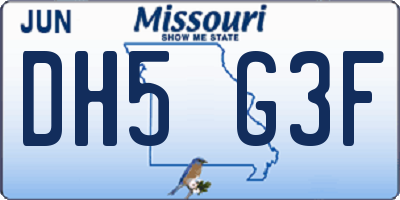 MO license plate DH5G3F