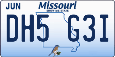 MO license plate DH5G3I