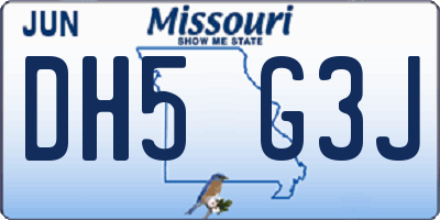 MO license plate DH5G3J