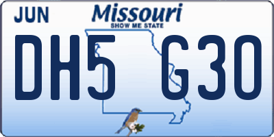 MO license plate DH5G3O