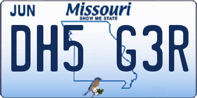 MO license plate DH5G3R