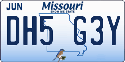 MO license plate DH5G3Y