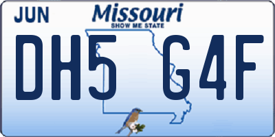 MO license plate DH5G4F