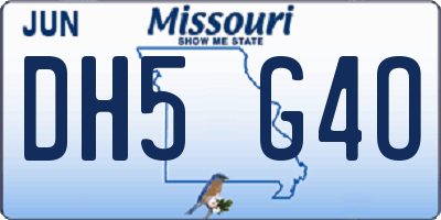 MO license plate DH5G4O