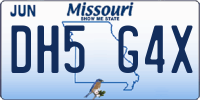 MO license plate DH5G4X