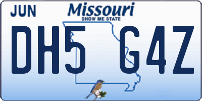 MO license plate DH5G4Z