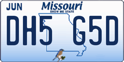 MO license plate DH5G5D