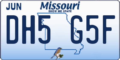 MO license plate DH5G5F