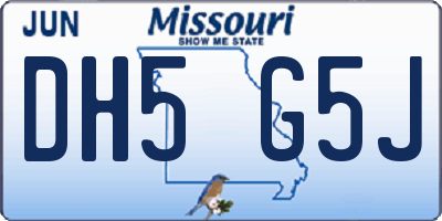 MO license plate DH5G5J