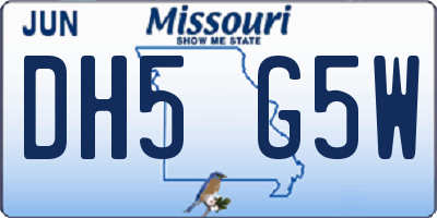 MO license plate DH5G5W