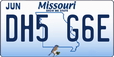 MO license plate DH5G6E