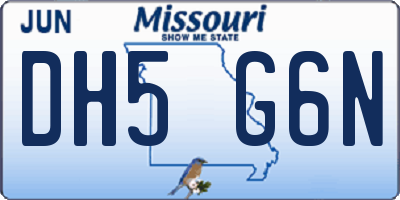 MO license plate DH5G6N