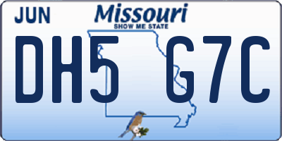 MO license plate DH5G7C