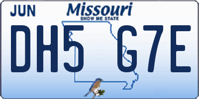 MO license plate DH5G7E