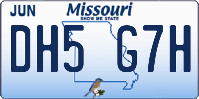 MO license plate DH5G7H