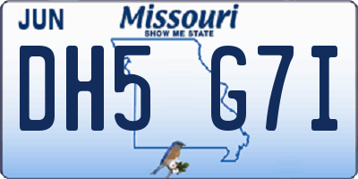 MO license plate DH5G7I
