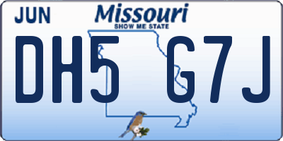 MO license plate DH5G7J
