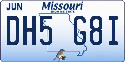 MO license plate DH5G8I