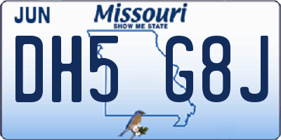 MO license plate DH5G8J