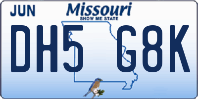 MO license plate DH5G8K
