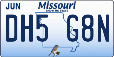 MO license plate DH5G8N