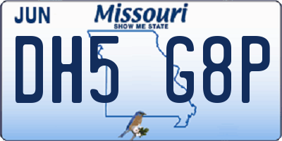MO license plate DH5G8P