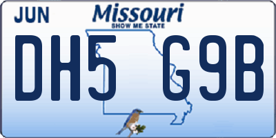 MO license plate DH5G9B