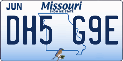 MO license plate DH5G9E