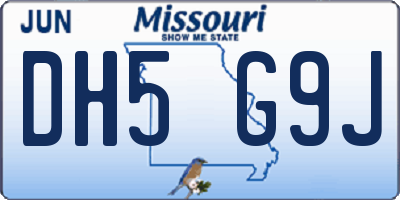 MO license plate DH5G9J