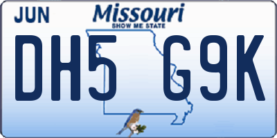 MO license plate DH5G9K