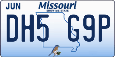 MO license plate DH5G9P