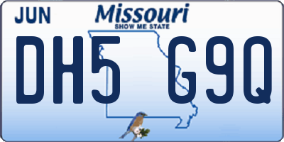 MO license plate DH5G9Q