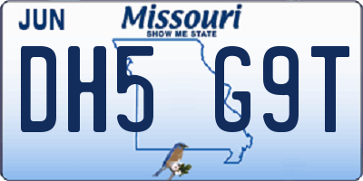 MO license plate DH5G9T