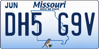 MO license plate DH5G9V