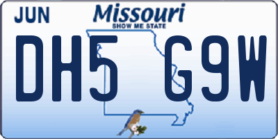 MO license plate DH5G9W