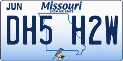 MO license plate DH5H2W