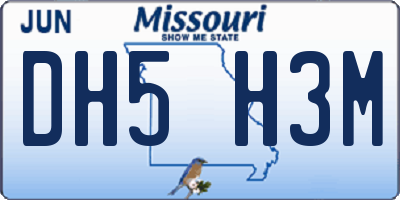 MO license plate DH5H3M